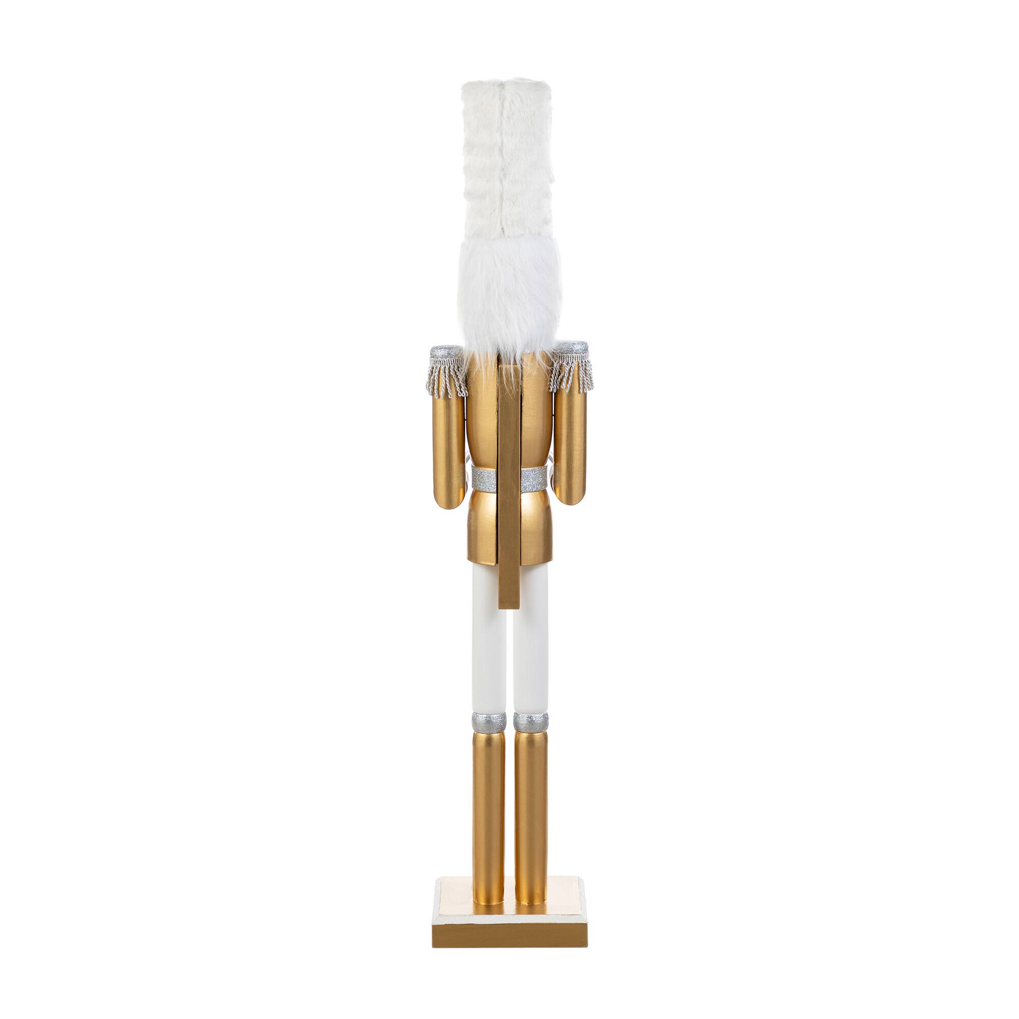 Glitzhome® 35.75"H Wooden Christmas Gold Dressed Soldier Nutcracker
